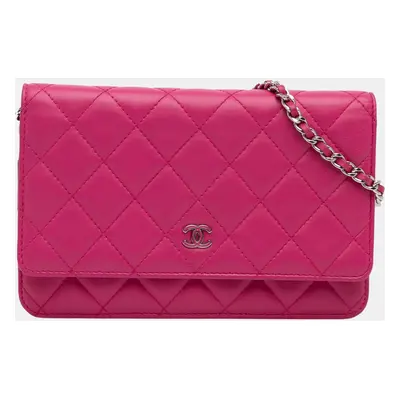 Chanel Pink Classic Lambskin Wallet on Chain