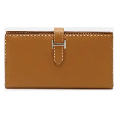 Hermes Gold Leather Bearn Souffle Wallet