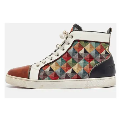 Christian Louboutin Multicolor Printed Canvas and Leather Louis Orlato Sneakers Size 45.5