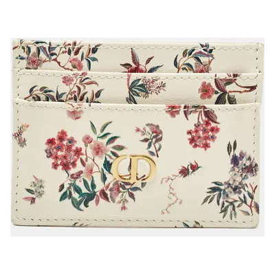 Dior Multicolor Floral Print Leather Caro Card Holder