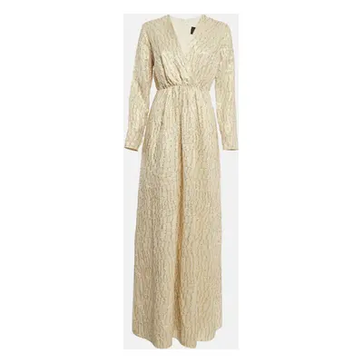 Max Mara Cream Brocade Fil-Coupe Zeda Maxi Dress