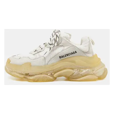 Balenciaga Off White Leather and Mesh Triple Clear Sneakers Size