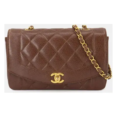 Chanel Brown Caviar Leather Diana Chain Shoulder Bag