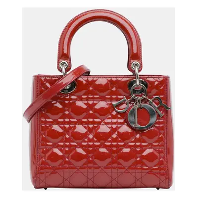 Dior Red Medium Patent Cannage Lady Dior