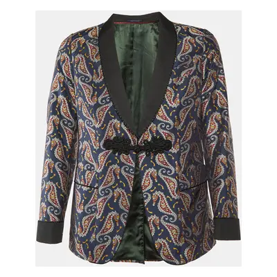 Gucci Navy Blue Seahorse Jacquard Evening Jacket