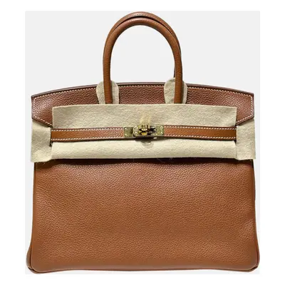 Hermes Brown Barenia Leather Birkin Bag