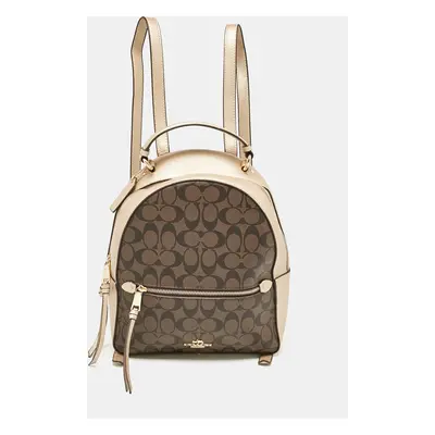 Coach Gold/Brown Signature Coated Canvas and Leather Jordyn Backpack