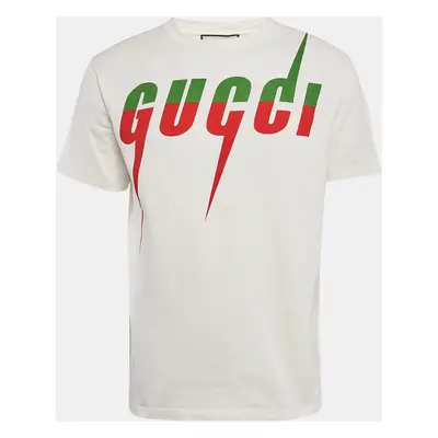 Gucci Off-White Gucci Blade Print Cotton Jersey T-Shirt