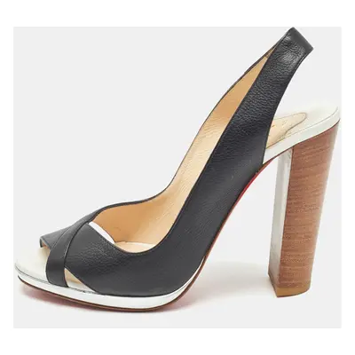 Christian Louboutin Black Leather Ankle Strap Sandals Size