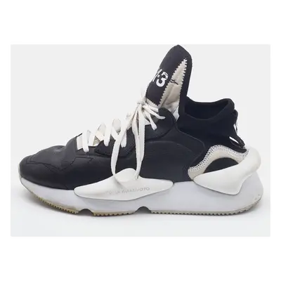 Y-3 Black/White Leather and Fabric Kaiwa Sneakers Size