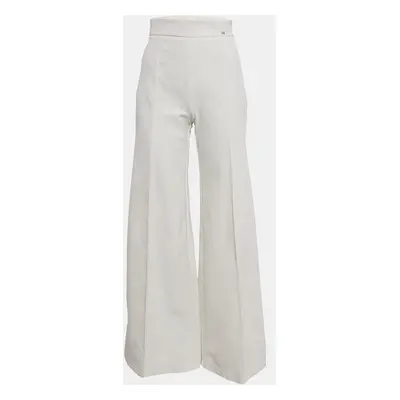 Elisabetta Franchi White Jersey Wide Leg Trousers