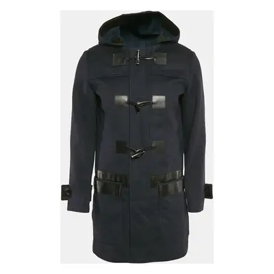 Dior Homme Navy Blue Wool Hooded Zip-Up Overcoat