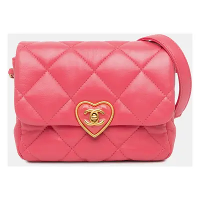 Chanel Pink Mini Quilted Lambskin Plexiglass Coco Love Flap