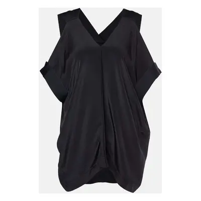 Roland Mouret Black Silk Cut-Out Leo Top