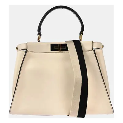 Fendi White Leather Peekaboo Handbag