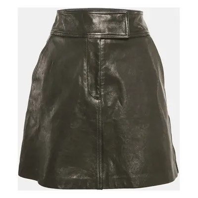 Khaite Black Leather Mini Skirt