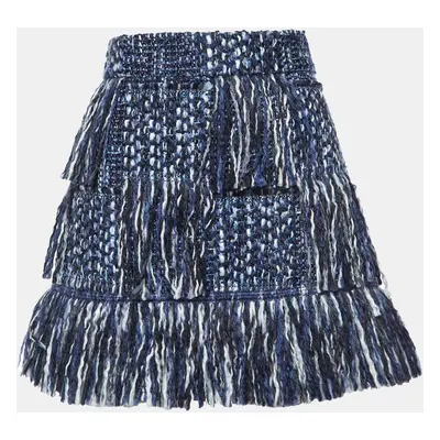 Dior Blue Tweed Fringed Mini Skirt