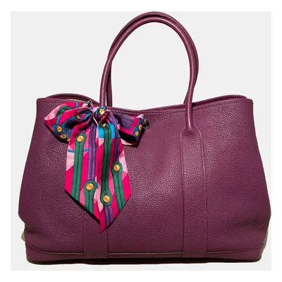 Hermes Purple Leather Garden Party PM Tote