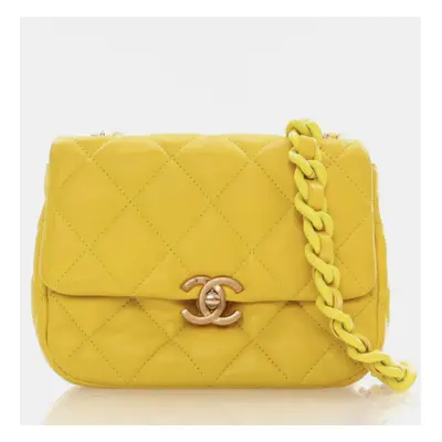 Chanel Yellow Lambskin Candy Chain Flap Bag