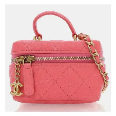 Chanel Mini Pink Caviar Top Handle Vanity