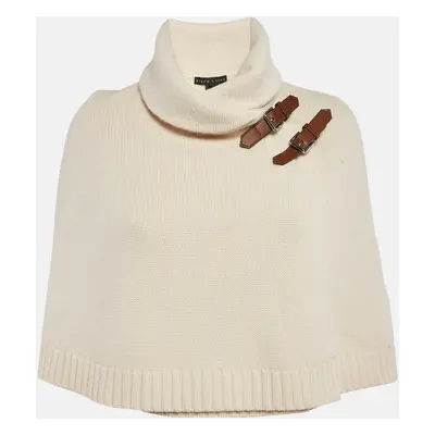 Ralph Lauren Cream Wool Knit Buckle Detail Cape