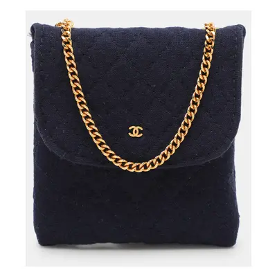 Chanel Blue Quilted Jersey Chain Pouch