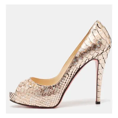 Christian Louboutin Rose Gold/Silver Python Very Prive Pumps Size 37.5