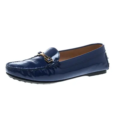 Tod's Blue Patent Leather Horsebit Loafers Size 38.5