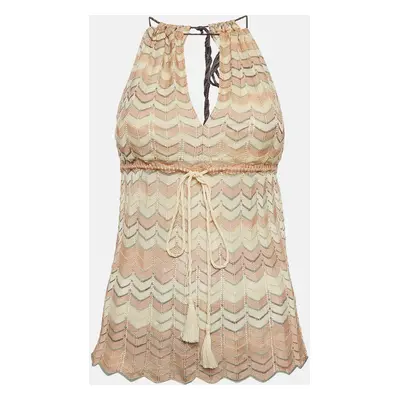 Missoni Beige Chevron Knit Sleeveless Top