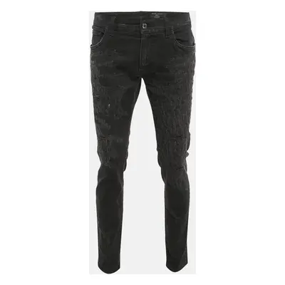 Dolce & Gabbana Black Distressed Denim Jeans Waist 37"