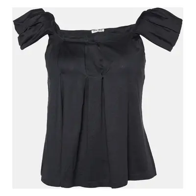 Miu Miu Black Silk Pleated Top