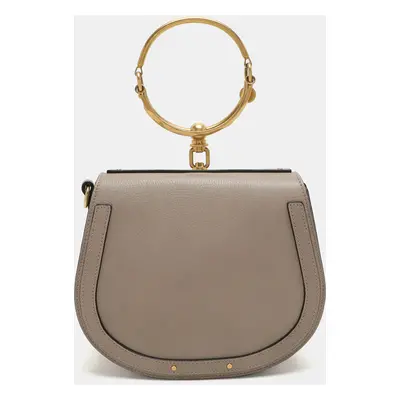 Chloé Grey Leather and Suede Small Nile Bracelet Shoulder Bag