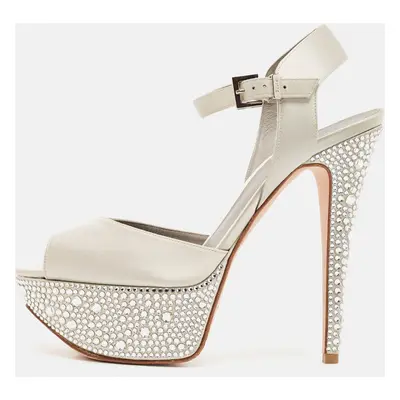 Gina Grey Satin Crystal Embellished Platform Sandals Size