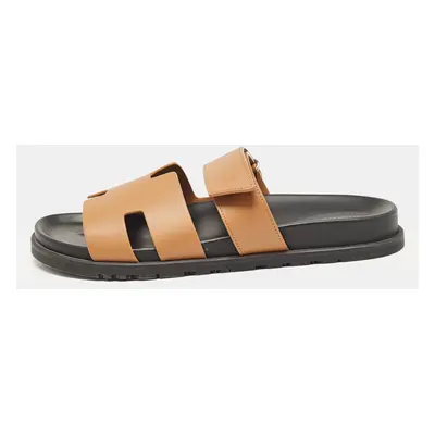 Hermes Brown Leather Chypre Sandals Size