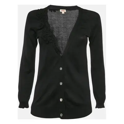 Kenzo Black Silk Blend Button Front Cardigan