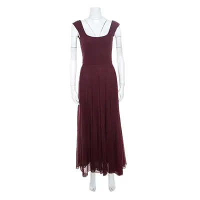 Ralph Lauren Burgundy Cotton Knit Sleeveless Fit and Flare Maxi Dress