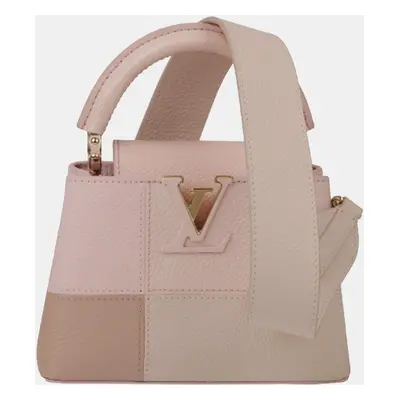 Louis Vuitton Mini Pink Karung Calfskin Capucine Top Handle Tote And Shoulder Bag