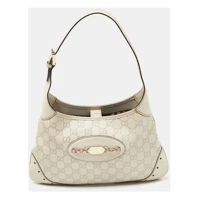 Gucci White Guccissima Leather Punch Hobo