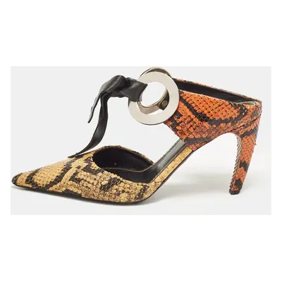 Proenza Schouler Multicolor Python Embossed Leather Pointed Toe Mules Size