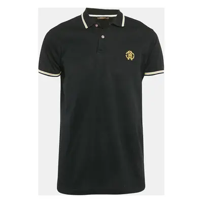 Roberto Cavalli Black Cotton Pique Polo T-Shirt