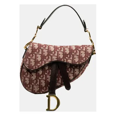 Dior Red Mini Oblique Canvas Saddle Bag