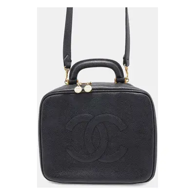 Chanel Cc Logo Vanity Bag Black Caviar Leather