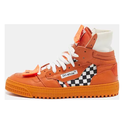 Off-White Orange/White Leather and Canvas Off Court 3.0 High Top Sneakers Size