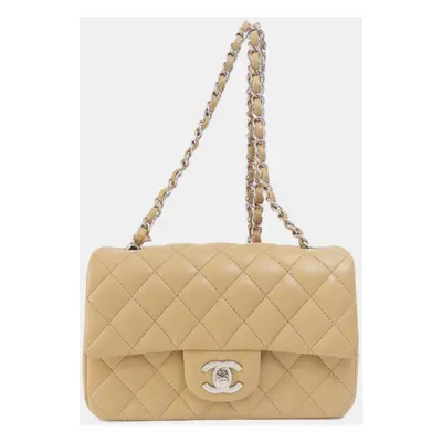 Chanel Beige Leather Mini Classic Single Flap Shoulder Bags