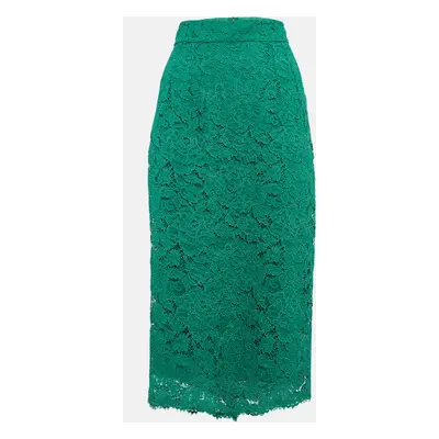 Dolce & Gabbana Green Lace Pencil Midi Skirt