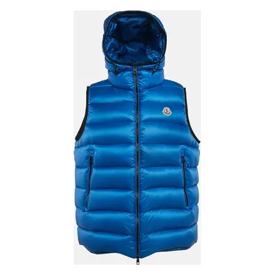 Moncler Blue Nylon Zip-Up Quilted Down Ray Gilet