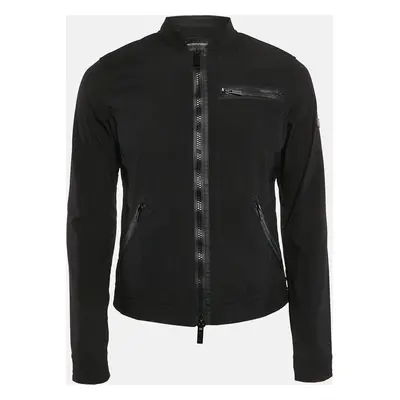 Emporio Armani Black Textured Synthetic Johnny Slim Fit Jacket