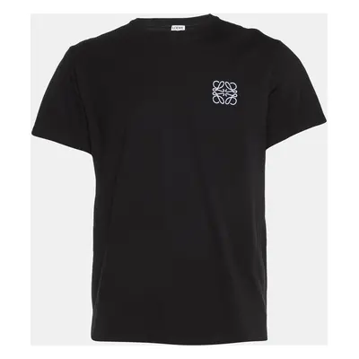 Loewe Black Anagram Embroidered Cotton Crew Neck T-Shirt