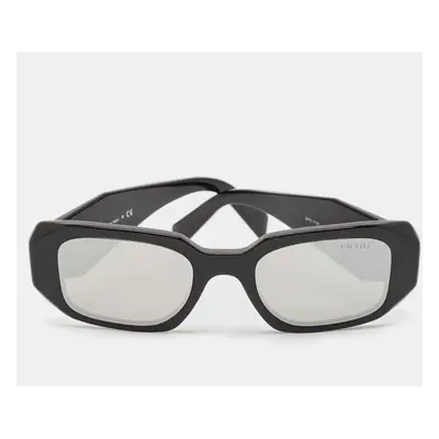 Prada Black/Silver Mirrored SPR17W Symbole Geometric Sunglasses