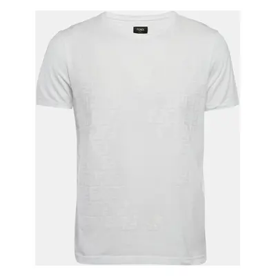 Fendi White FF Applique Jersey Crew Neck T-Shirt